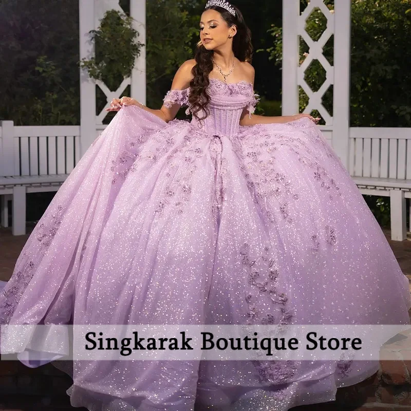 Сиреневое блестящее платье Quinceanera с кристаллами и оборками, бальное платье с открытыми плечами и аппликациями, кружево Sweet 15 лет, мексиканское индивидуальное платье
Сиреневое блестящее платье Quinceanera с кристаллами и оборками, бальное платье с открытыми плечами и аппликациями, кружево Sweet 15 лет, мексиканское индивидуальное платье