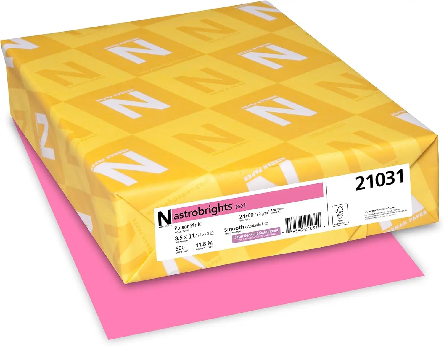 Color Paper 8.5x11, 24 lb/89 GSM Pulsar Pink, 500 Sheets for Inkjet Laser Copier, Acid-Free
Color Paper 8.5x11, 24 lb/89 GSM Pulsar Pink, 500 Sheets for Inkjet Laser Copier, Acid-Free