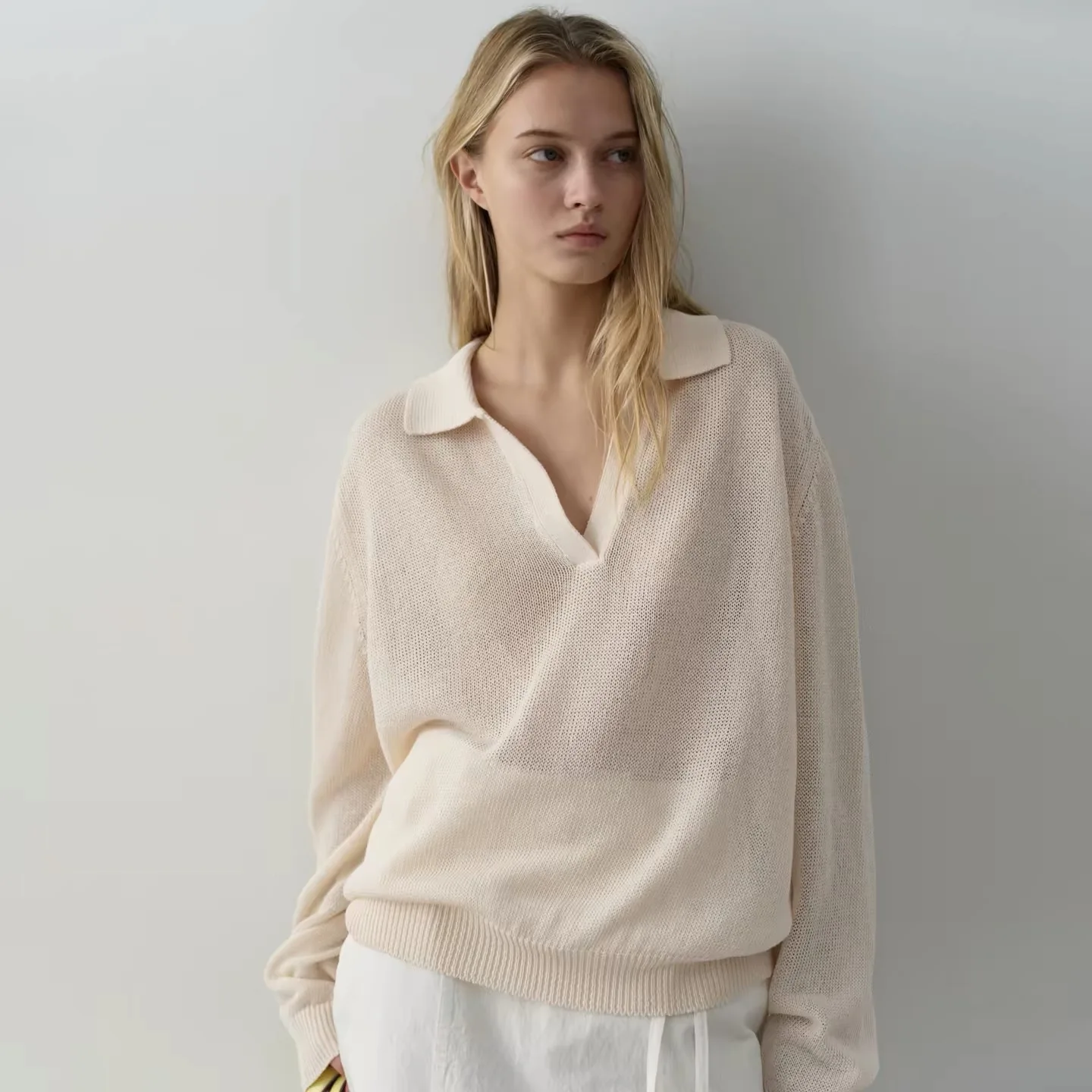 Women's V-Neck Knitted Sweater Hollow out Loose Slimming Base Shirt Spring Summer Lazy Feelings Cotton Blend Drawstring
Women's V-Neck Knitted Sweater Hollow out Loose Slimming Base Shirt Spring Summer Lazy Feelings Cotton Blend Drawstring