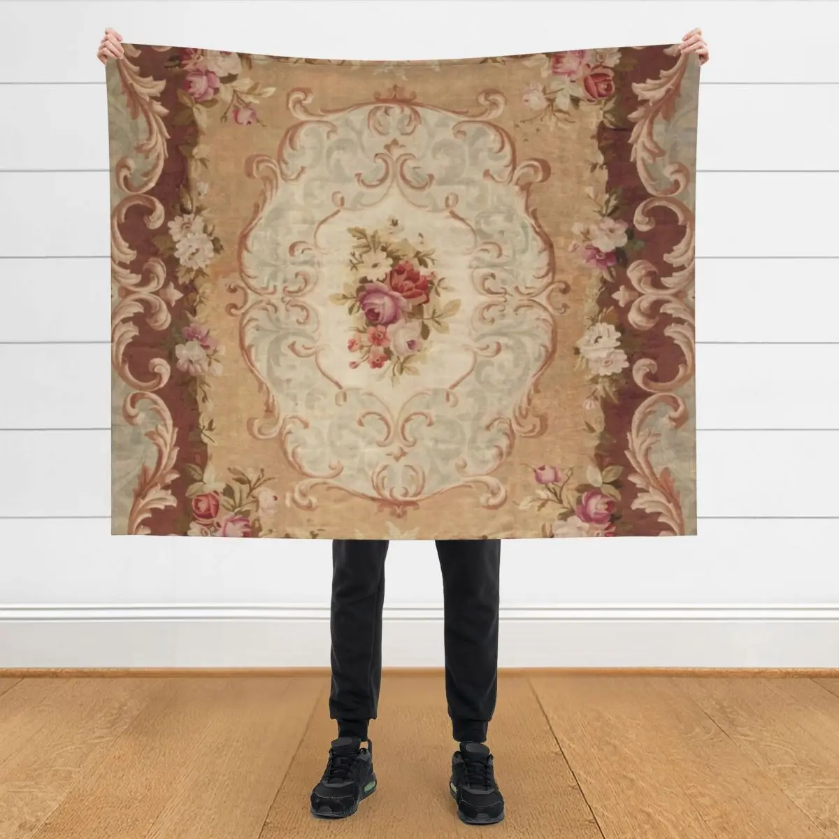 Antique Rose Floral French Aubusson Rug Print Throw Blanket Personalized Gift Hairys Loose Blankets 
Antique Rose Floral French Aubusson Rug Print Throw Blanket Personalized Gift Hairys Loose Blankets