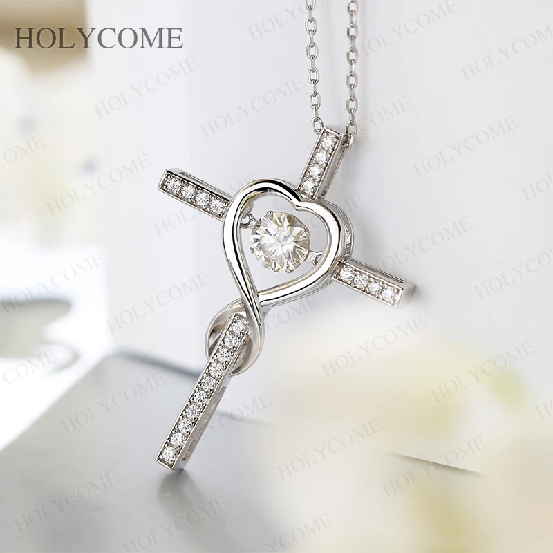 Moissanite Necklace Top Quality D color 6.5mm Heart-Cross Pendant for Women Wedding/Anniversary Special Gift Wholesale Price 
Moissanite Necklace Top Quality D color 6.5mm Heart-Cross Pendant for Women Wedding/Anniversary Special Gift Wholesale Price
