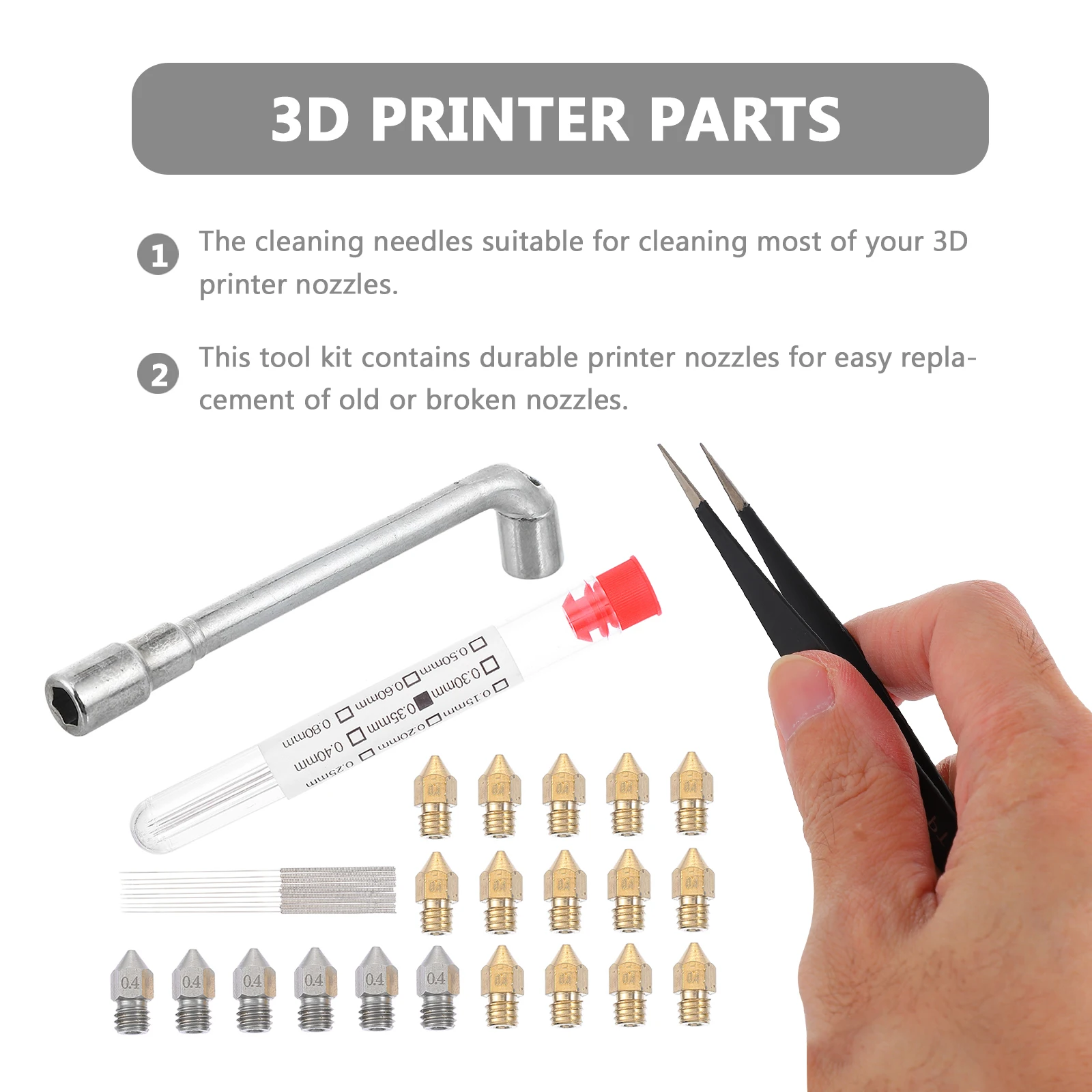 1 set 1 Set Brass Stainless Steel 3D Printer Nozzle Cleaning Kit Needles Replacement Parts Accessories Removal Tool For Most 3D
1 set 1 Set Brass Stainless Steel 3D Printer Nozzle Cleaning Kit Needles Replacement Parts Accessories Removal Tool For Most 3D