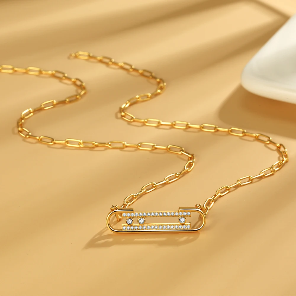 Ювелирное украшение Moonmory: роскошное ожерелье-цепочка из серебра 925 пробы с тремя подвижными камнями и прозрачным цирконом для женщин, регулируемая длина 50 см.
Ювелирное украшение Moonmory: роскошное ожерелье-цепочка из серебра 925 пробы с тремя подвижными камнями и прозрачным цирконом для женщин, регулируемая длина 50 см.