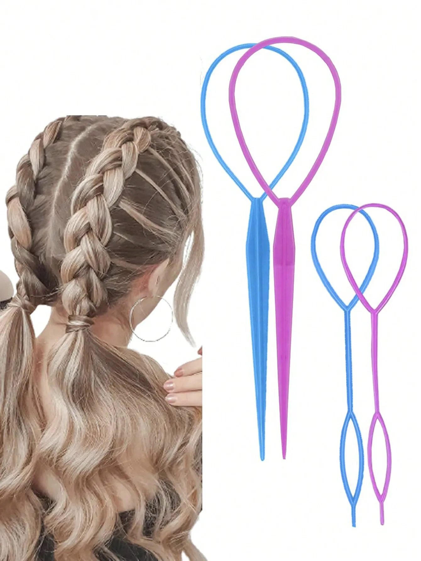 4pcs Topsy Tail Hair Tool - Ponytail Maker, French Braid Loop, And Hair Styling Gift For Who Have Everything
4pcs Topsy Tail Hair Tool - Ponytail Maker, French Braid Loop, And Hair Styling Gift For Who Have Everything