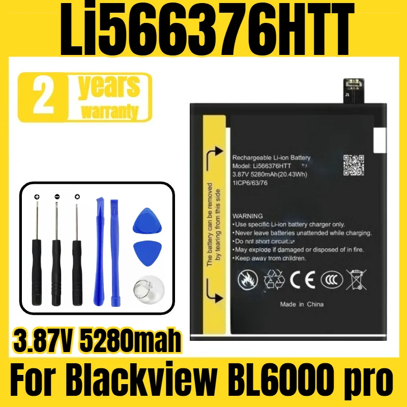 Applicable to Blackview BL6000 pro battery Li566376HTT mobile phone battery, new large capacity, free tool 3.87V 5280mah
Applicable to Blackview BL6000 pro battery Li566376HTT mobile phone battery, new large capacity, free tool 3.87V 5280mah