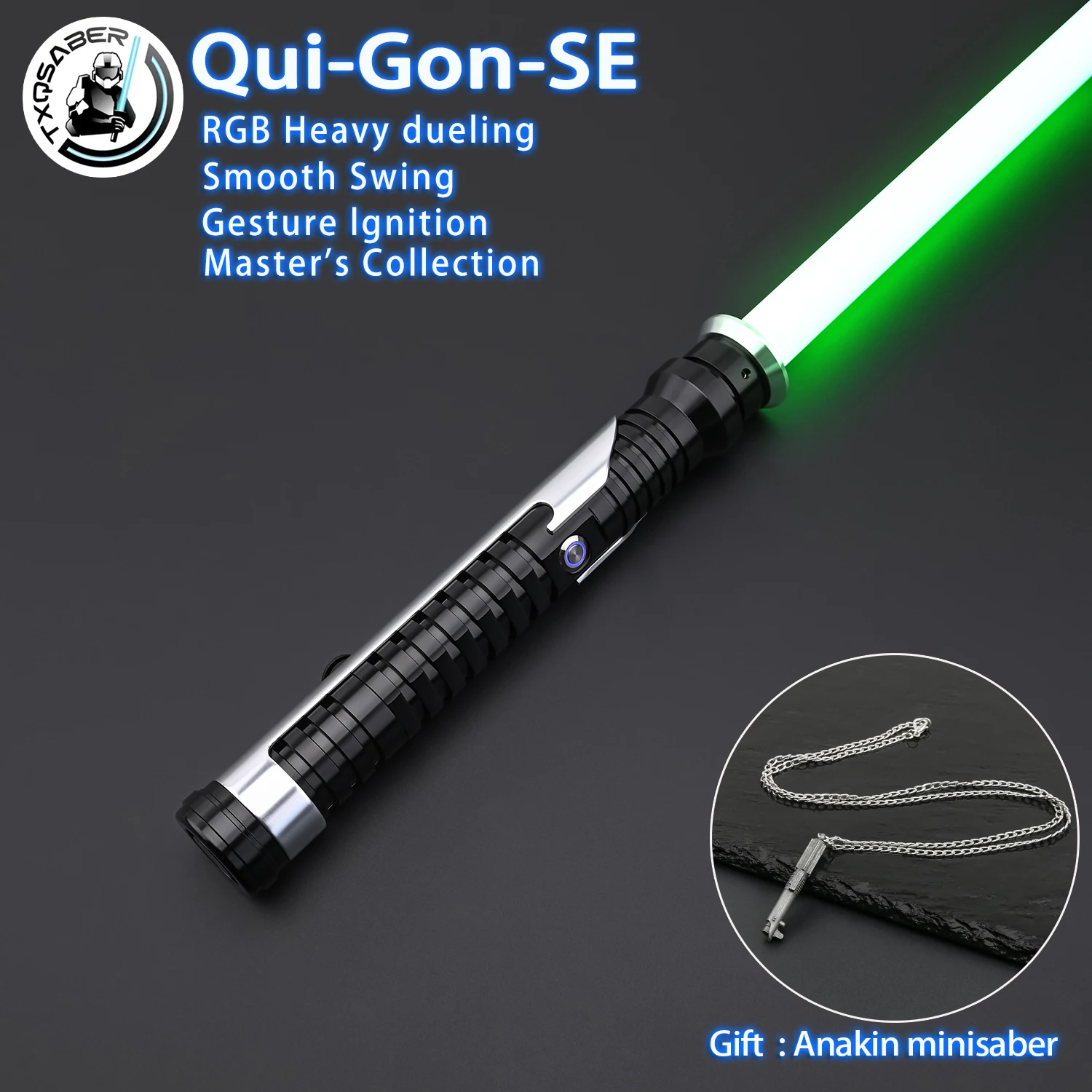 TXQSABER Qui Gon-SE Heavy Dueling RGB Lightsaber NeoPixel SNV4 Smooth Swing Metal Hilt with Strap Blaster Force Jedi Cosplay
TXQSABER Qui Gon-SE Heavy Dueling RGB Lightsaber NeoPixel SNV4 Smooth Swing Metal Hilt with Strap Blaster Force Jedi Cosplay