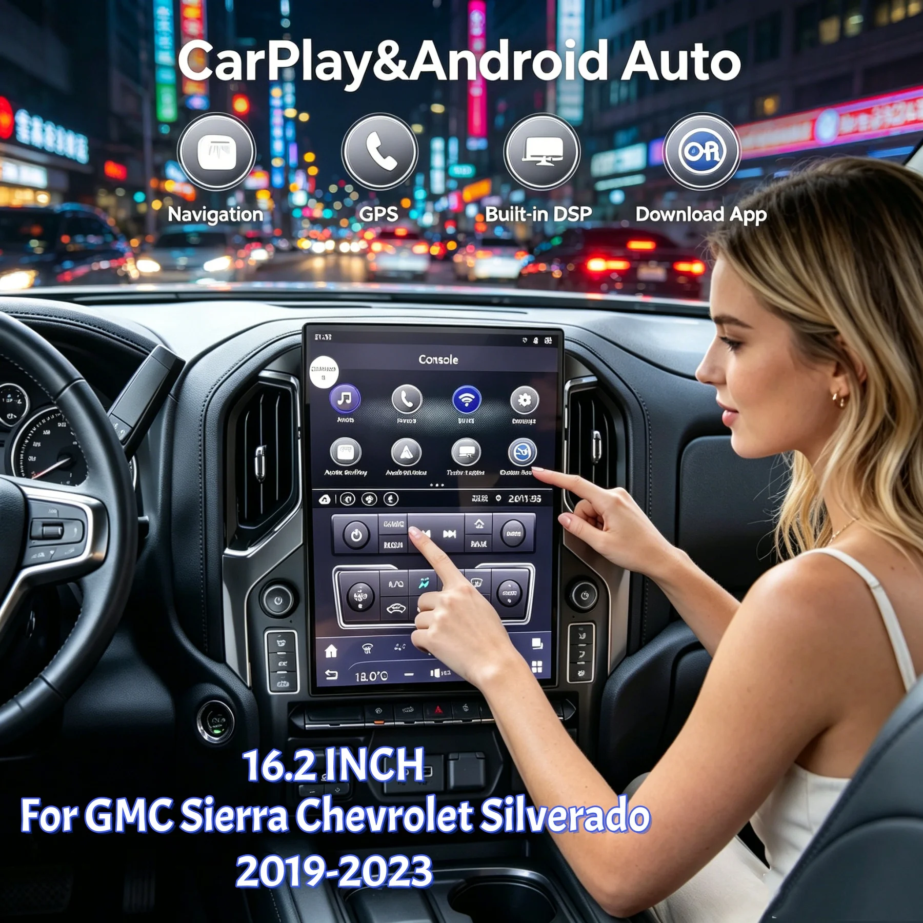 16.2 INCH Auto Stereo For Chevrolet Silverado GMC SIERRA 2019-2023 Car Radio Android Carplay GPS Navigation Multimedia Player
16.2 INCH Auto Stereo For Chevrolet Silverado GMC SIERRA 2019-2023 Car Radio Android Carplay GPS Navigation Multimedia Player