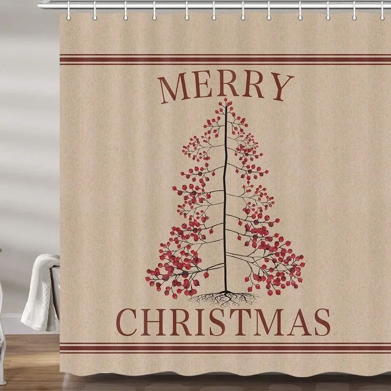 Retro Kraft Paper Red Fruit Line Christmas Tree Shower Curtain American Bathroom Decor No Drilling with 12 Hooks
Retro Kraft Paper Red Fruit Line Christmas Tree Shower Curtain American Bathroom Decor No Drilling with 12 Hooks