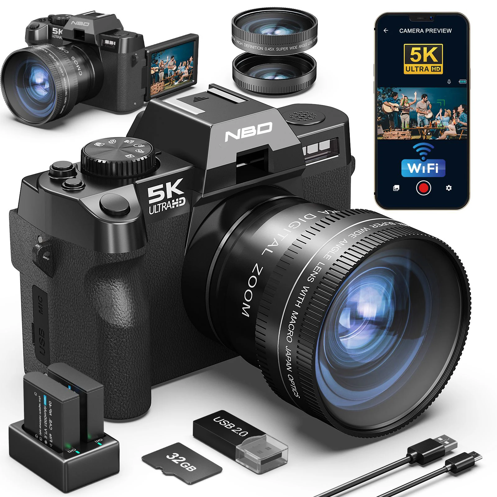 NBD Digital Camera 16X Digital Zoom 64MP Photography 5K Vlog Camera for Selfie Camcorder Video S100F 3" Flip Screen Camera with Youtube Live Streaming Girls Gift Microphone Long-lasting Battery
NBD Digital Camera 16X Digital Zoom 64MP Photography 5K Vlog Camera for Selfie Camcorder Video S100F 3" Flip Screen Camera with Youtube Live Streaming Girls Gift Microphone Long-lasting Battery