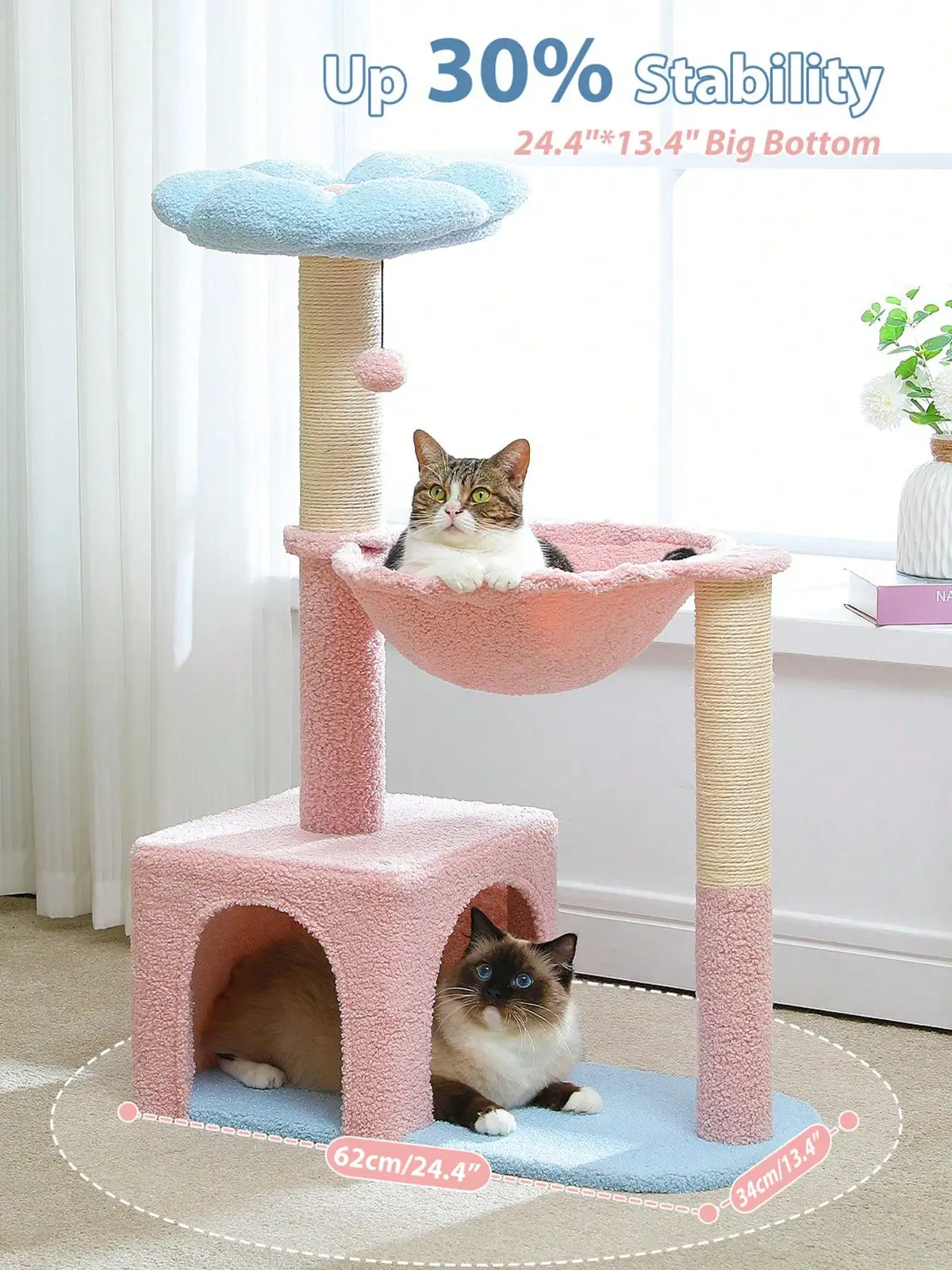 35" Flower Cat Tree PAWZ Road Large Hammock Sisal Scratching Posts For Small Cats
35" Flower Cat Tree PAWZ Road Large Hammock Sisal Scratching Posts For Small Cats