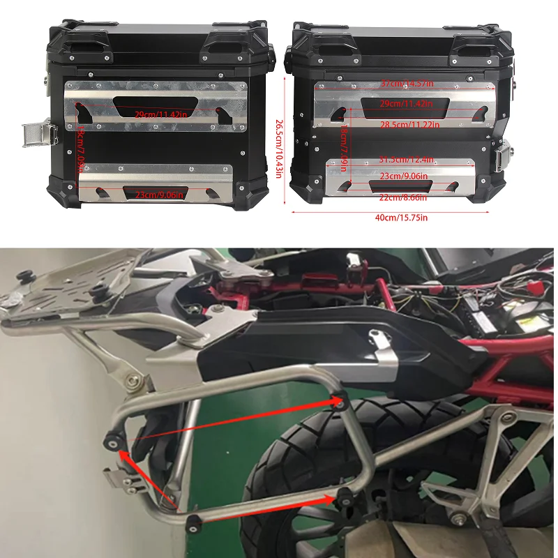 2Pcs Aluminum Motorcycle Side Box Motorbike Side Saddle Bags Luggage Case Saddlebags Storage Trunk Key Lock Toolbox Black/Silver
2Pcs Aluminum Motorcycle Side Box Motorbike Side Saddle Bags Luggage Case Saddlebags Storage Trunk Key Lock Toolbox Black/Silver