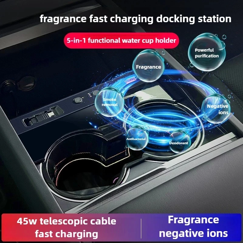For Tesla Model 3/Y Car Center Console 45W Fast Charging USB Hub, Cup Holder w/ RGB Light, Air Fragrance Expansion Dock Station
For Tesla Model 3/Y Car Center Console 45W Fast Charging USB Hub, Cup Holder w/ RGB Light, Air Fragrance Expansion Dock Station