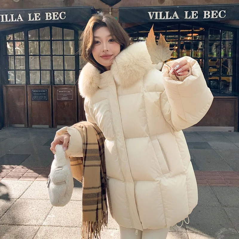 Pink Big Fur Collar Down Jacket Women's Clothing Winter 2026 New Korean Loose Mid Long Thick Warm Fashionable Temperament Coat
Pink Big Fur Collar Down Jacket Women's Clothing Winter 2026 New Korean Loose Mid Long Thick Warm Fashionable Temperament Coat
