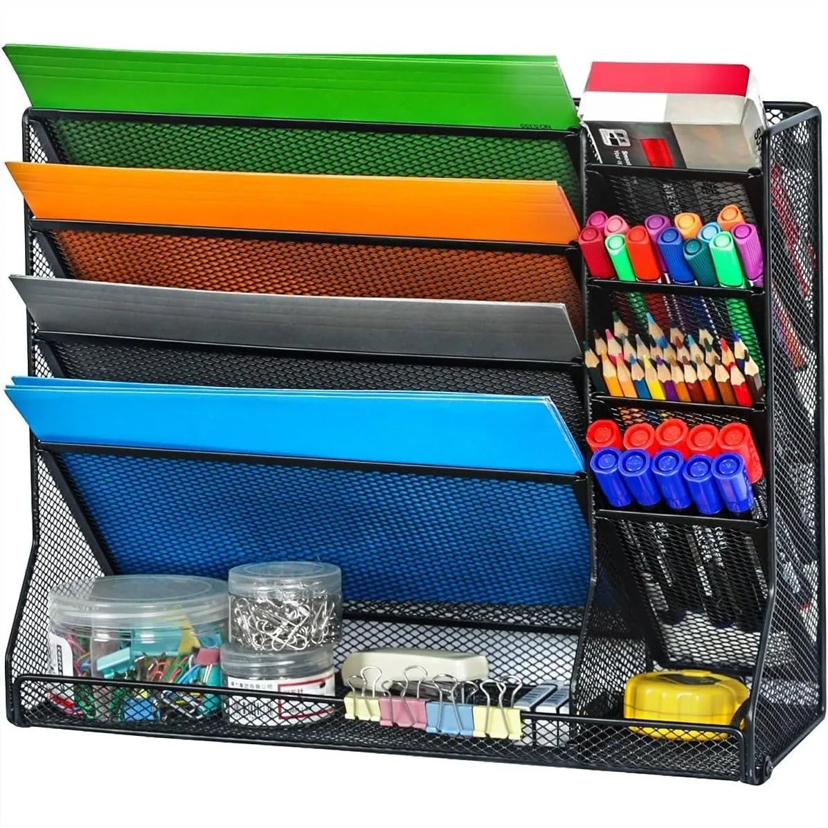 Wall Mounted File Organizer, 4-Tier Adjustable Metal Desk Holder with Pen Slots and Pull-Out Dividers for Efficient Storage
Wall Mounted File Organizer, 4-Tier Adjustable Metal Desk Holder with Pen Slots and Pull-Out Dividers for Efficient Storage