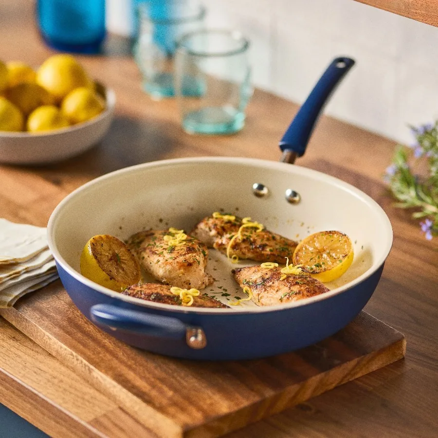 Easy Clean 12.5 Inch Ceramic Nonstick Frying Pan / Skillet with Helper Handle, Dishwasher Safe, Blue
Easy Clean 12.5 Inch Ceramic Nonstick Frying Pan / Skillet with Helper Handle, Dishwasher Safe, Blue