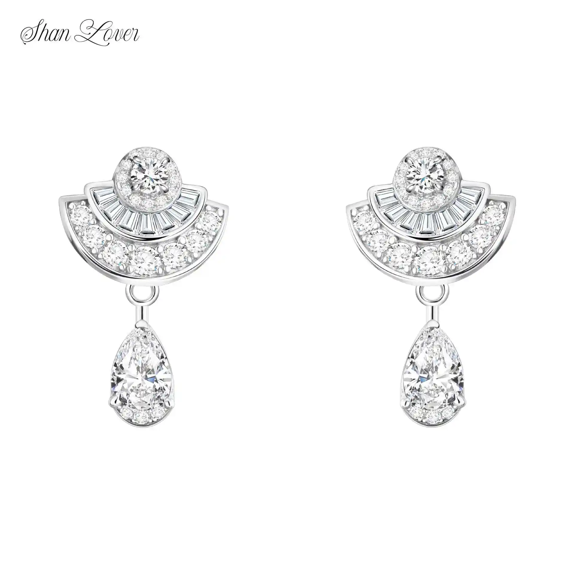 ShanLover Brand AAAAA Level 925 Sterling Silver Full Cut Diamonds And Teardrop Earrings CMA Certificate Zircon Jewelry 
ShanLover Brand AAAAA Level 925 Sterling Silver Full Cut Diamonds And Teardrop Earrings CMA Certificate Zircon Jewelry