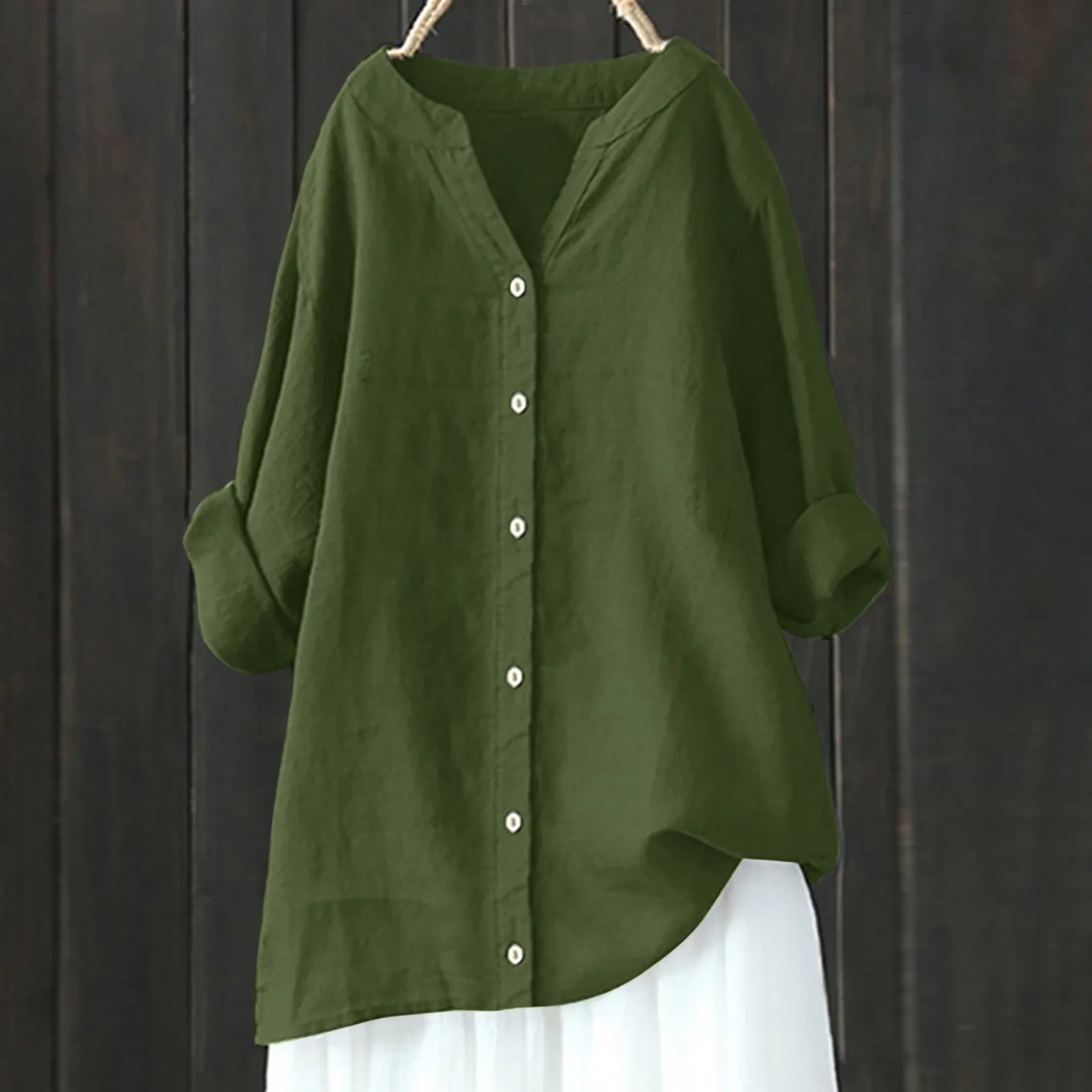 Solid Button Down Women's Shirts Top Loose Casual Long Sleeved Blouse Tops V-Neck Streetwear Female Shirts Blouses Beachwear
Solid Button Down Women's Shirts Top Loose Casual Long Sleeved Blouse Tops V-Neck Streetwear Female Shirts Blouses Beachwear