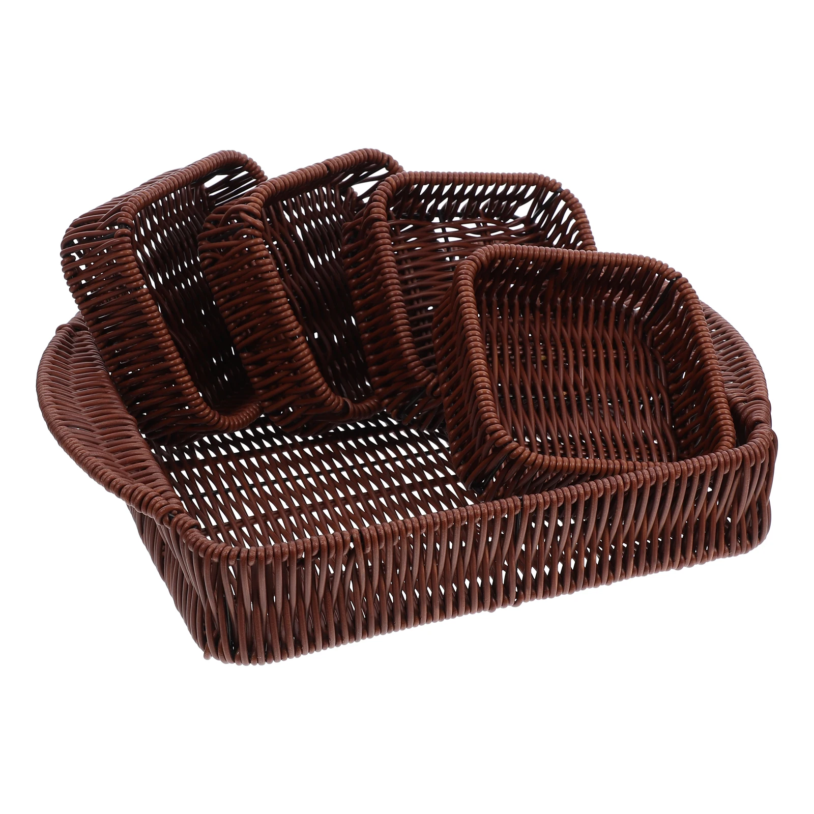 Imitation Rattan Snack Tray Bread Storage Cracker Baskets Light Brown Four Compartments PP Material Kitchen Use Food Container
Imitation Rattan Snack Tray Bread Storage Cracker Baskets Light Brown Four Compartments PP Material Kitchen Use Food Container