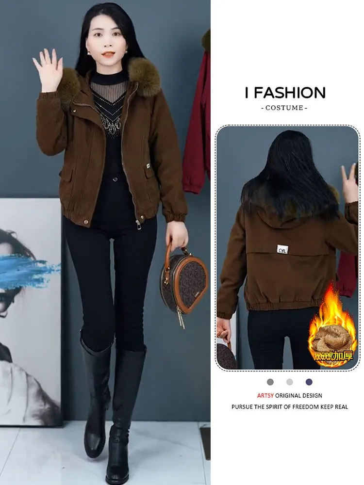 Женская утепленная хлопковая куртка с флисовой подкладкой, большим меховым воротником и капюшоном, теплая, модная, зимняя новинка
Женская утепленная хлопковая куртка с флисовой подкладкой, большим меховым воротником и капюшоном, теплая, модная, зимняя новинка
