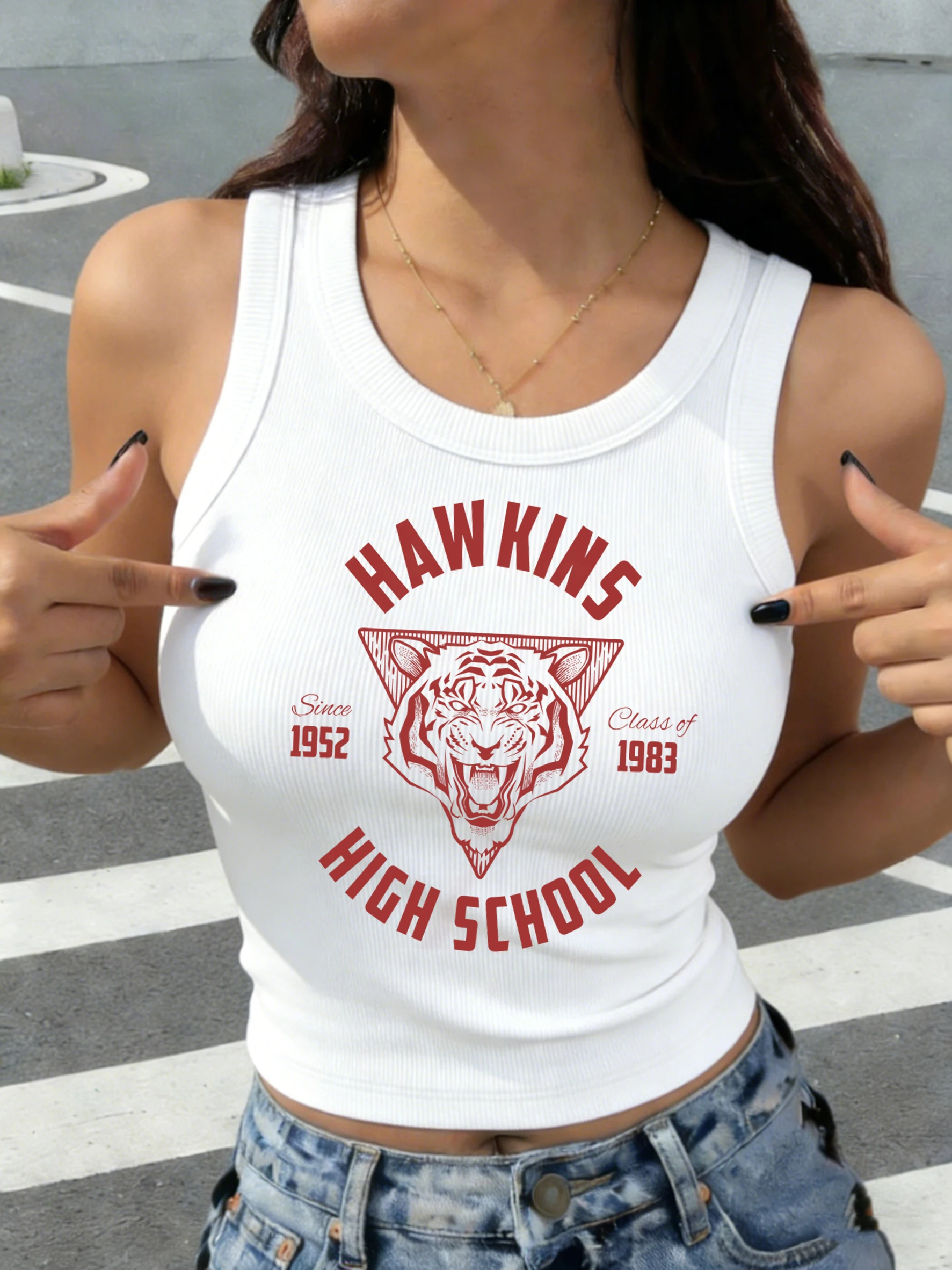 Женская хлопковая майка Hawkins Since 1952 с принтом, дышащая, модная, повседневная, летняя, приталенная, без рукавов
Женская хлопковая майка Hawkins Since 1952 с принтом, дышащая, модная, повседневная, летняя, приталенная, без рукавов