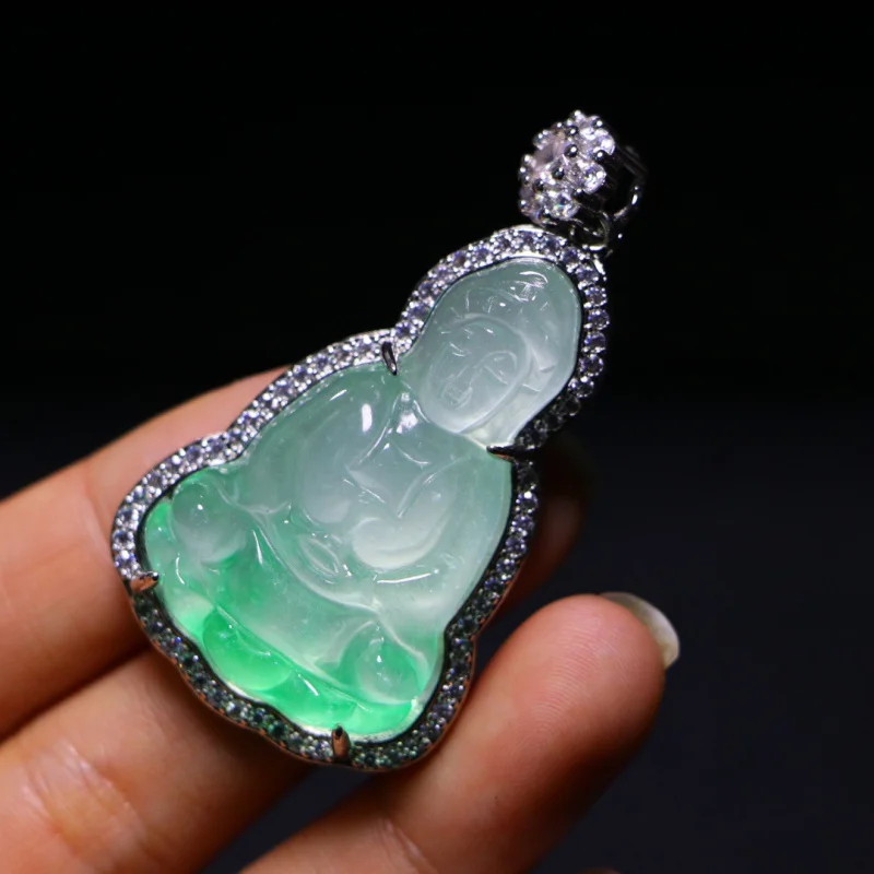 Bashan Jadeite High Ice Jade Color Guanyin Necklace Pendant Exquisite Inlay Water Head Foot Texture Delicate Pure Flawless
Bashan Jadeite High Ice Jade Color Guanyin Necklace Pendant Exquisite Inlay Water Head Foot Texture Delicate Pure Flawless