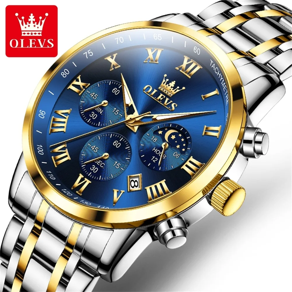OLEVS Brand Luxury Moon Phases Quartz Watch for Men Stainless Steel Waterproof Sport Chronograph Watches Mens Relogio Masculino
OLEVS Brand Luxury Moon Phases Quartz Watch for Men Stainless Steel Waterproof Sport Chronograph Watches Mens Relogio Masculino