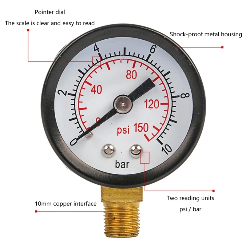 40mm Display Stainless Steel 1/8" NPT Thread Filter Hydraulic Pressure Gauge Meter Manometer, for Water Pressure Testing Dropsh
40mm Display Stainless Steel 1/8" NPT Thread Filter Hydraulic Pressure Gauge Meter Manometer, for Water Pressure Testing Dropsh