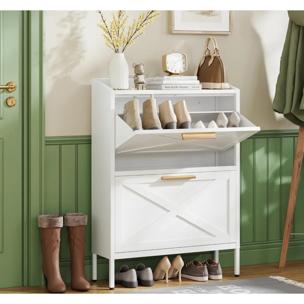 Shoe Storage Cabinet with 2 Flip Drawers,Narrow Metal Shoe Rack Organizer Cabinets for Entryway
Shoe Storage Cabinet with 2 Flip Drawers,Narrow Metal Shoe Rack Organizer Cabinets for Entryway