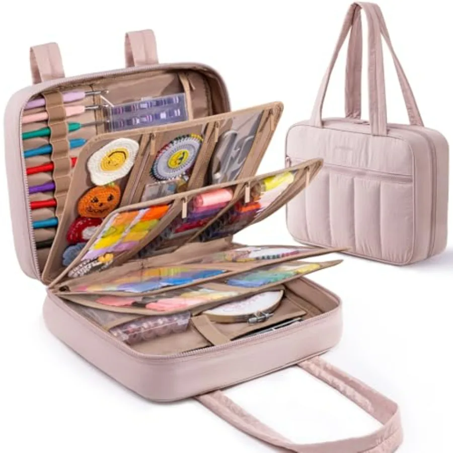 AMOIGEE Sewing Supplies Organizer Bag, Large Craft Storage Tote with 17 Clear PocketsandTool Holders, Portable Crochet Knitting
AMOIGEE Sewing Supplies Organizer Bag, Large Craft Storage Tote with 17 Clear PocketsandTool Holders, Portable Crochet Knitting