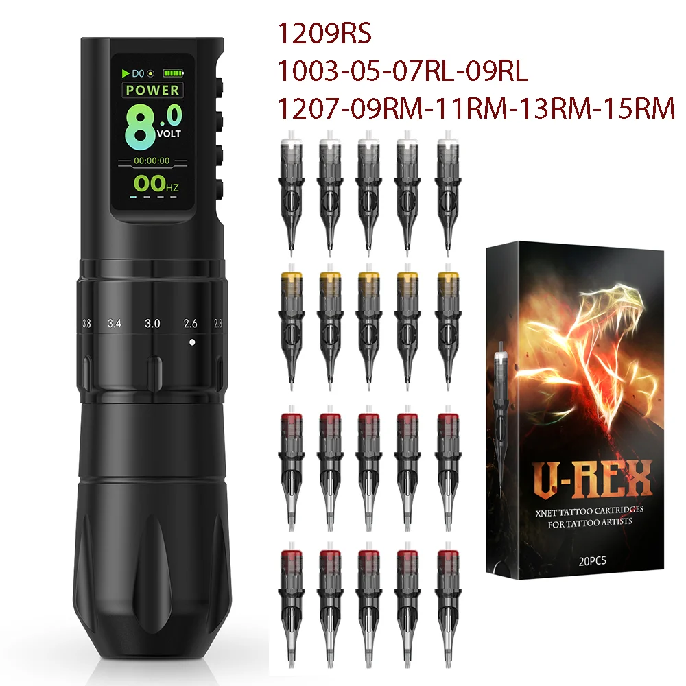 T-Rex Axis Wireless Tattoo Machine Kit Adjustable Stroke 2.0‑4.2mm 1600mAh Battery with Cartridge Needles Complete Tattoo Supply
T-Rex Axis Wireless Tattoo Machine Kit Adjustable Stroke 2.0‑4.2mm 1600mAh Battery with Cartridge Needles Complete Tattoo Supply