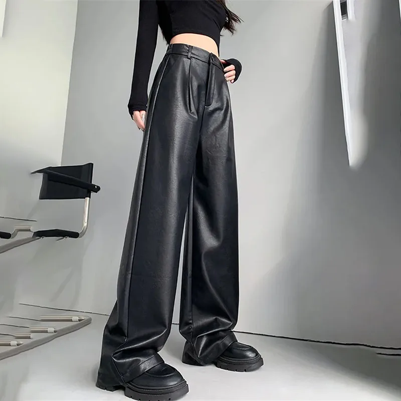 2024 Spring Autumn High Waist Loose Elastic Wide-Leg Pants Women Straight Black PU Leather Pants Pantalones Fashion Classic
2024 Spring Autumn High Waist Loose Elastic Wide-Leg Pants Women Straight Black PU Leather Pants Pantalones Fashion Classic