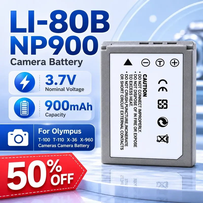 LI-80B NP900 3.7V 900mAh Li-ion Battery for Olympus T-100 T-110 X-36 X-960 Cameras Camera Battery Pack Rechargeable Li-ion
LI-80B NP900 3.7V 900mAh Li-ion Battery for Olympus T-100 T-110 X-36 X-960 Cameras Camera Battery Pack Rechargeable Li-ion