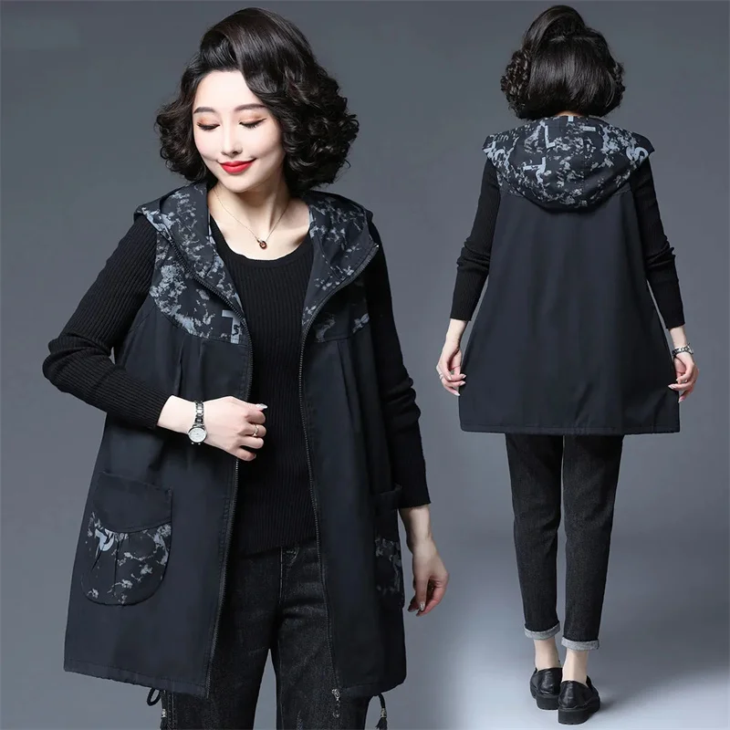 Spring Autumn Mid-Long Casual Vest Coat 2024 New Hooded Women's Clothes Jacket Solid Color Fashion Pocket Loose Waistcoat Female
Spring Autumn Mid-Long Casual Vest Coat 2024 New Hooded Women's Clothes Jacket Solid Color Fashion Pocket Loose Waistcoat Female