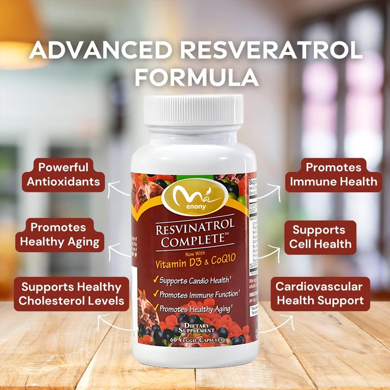 60 capsules - Resveratrol supplement contains quercetin, grape seed extract, vitamin D3, and CoQ10
60 capsules - Resveratrol supplement contains quercetin, grape seed extract, vitamin D3, and CoQ10
