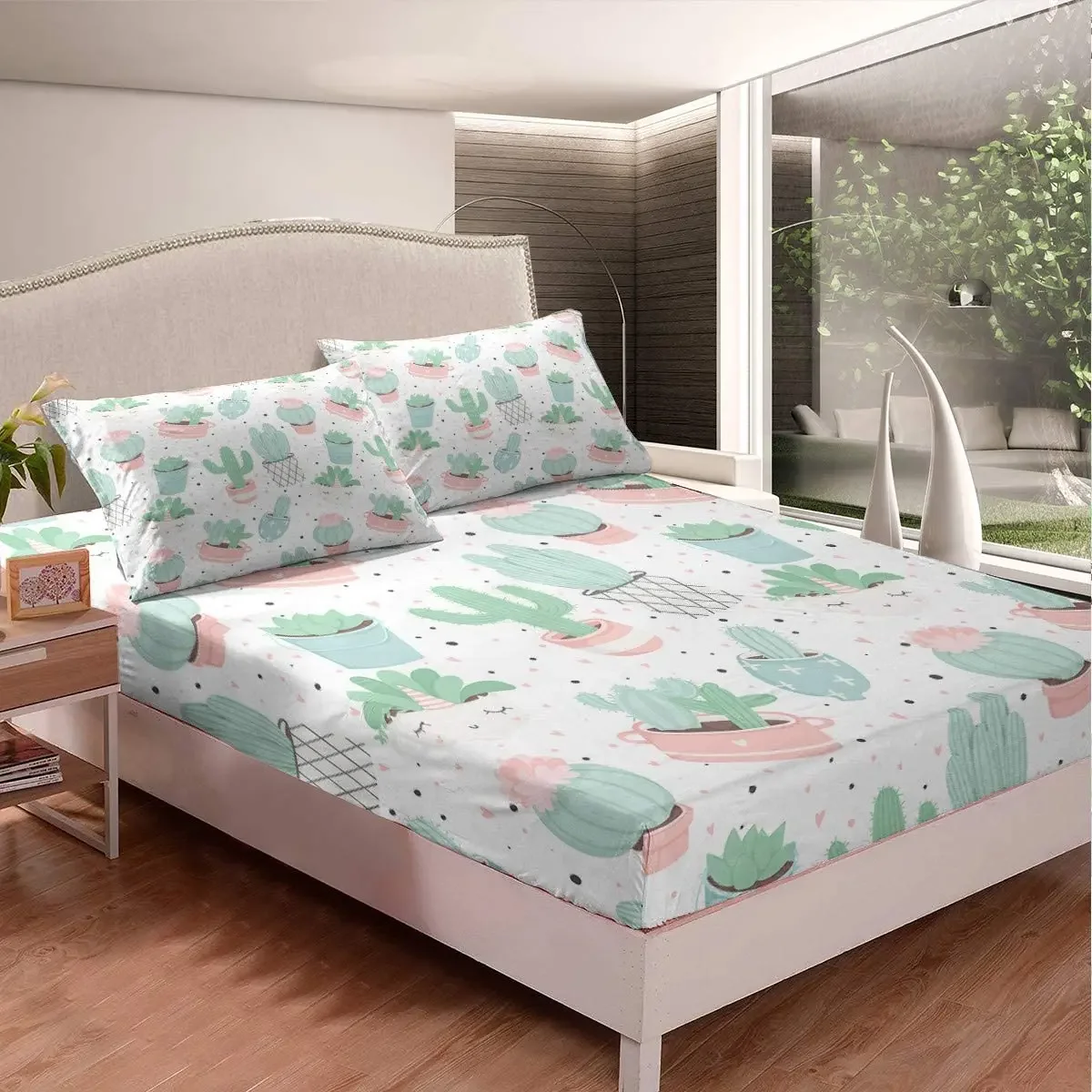Cute Cactus Bed Sheet Set for Girls Kids Bedroom Gift Child Boho Succulent Fitted Sheet Tropical Botanical Pattern Bedding Set
Cute Cactus Bed Sheet Set for Girls Kids Bedroom Gift Child Boho Succulent Fitted Sheet Tropical Botanical Pattern Bedding Set