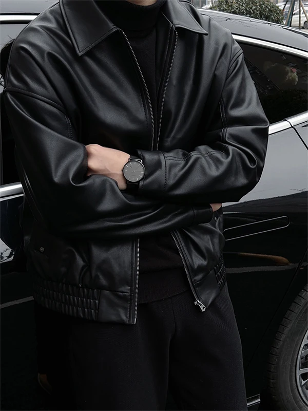 American Sle ort oulder Pad Leather Jaet Men's Spring Autumn Trendy Brand Cool High Street Motorcycle PU Leather Jaet
American Sle ort oulder Pad Leather Jaet Men's Spring Autumn Trendy Brand Cool High Street Motorcycle PU Leather Jaet