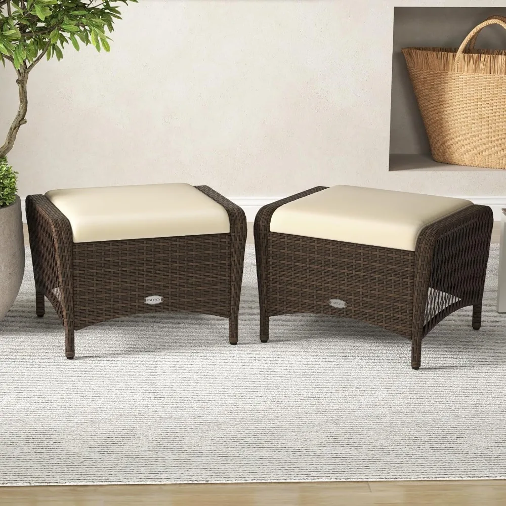Outdoor Ottoman - Rattan Footstools Removable Cushions, Multipurpose Foot Rest, Additional Seating
Outdoor Ottoman - Rattan Footstools Removable Cushions, Multipurpose Foot Rest, Additional Seating