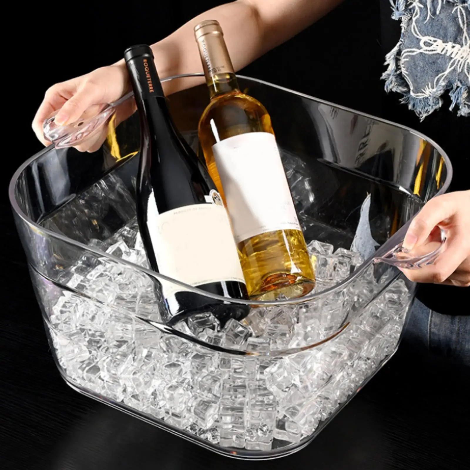 Transparent Plastic Ice Bucket for Parties Sturdy Beverage Tub Beer Cooler for Event Supplies
Transparent Plastic Ice Bucket for Parties Sturdy Beverage Tub Beer Cooler for Event Supplies
