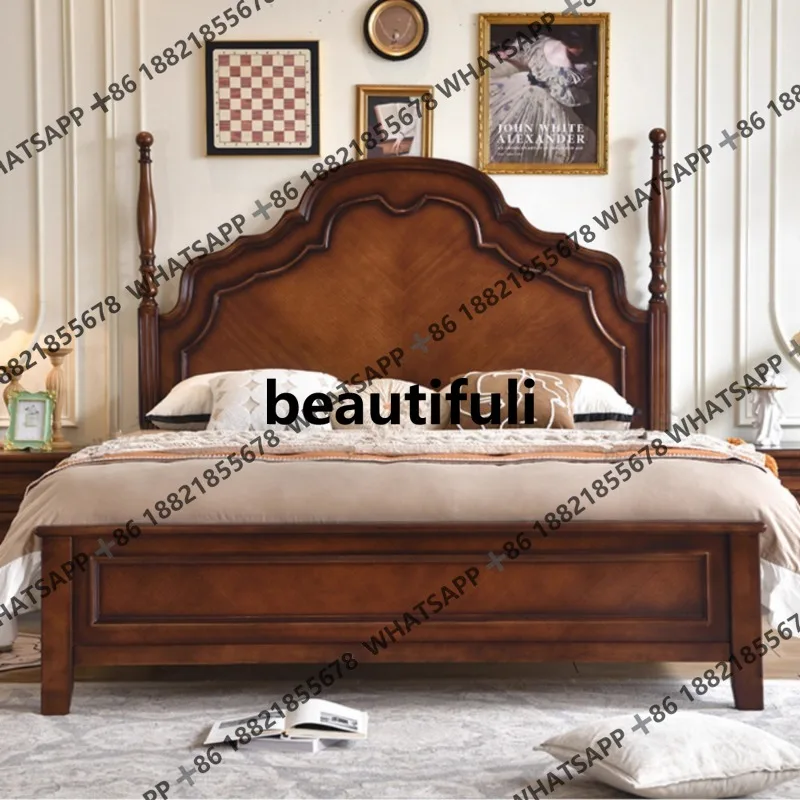 Retro solid wood double bed simple high box storage master bedroom, queen bed
Retro solid wood double bed simple high box storage master bedroom, queen bed
