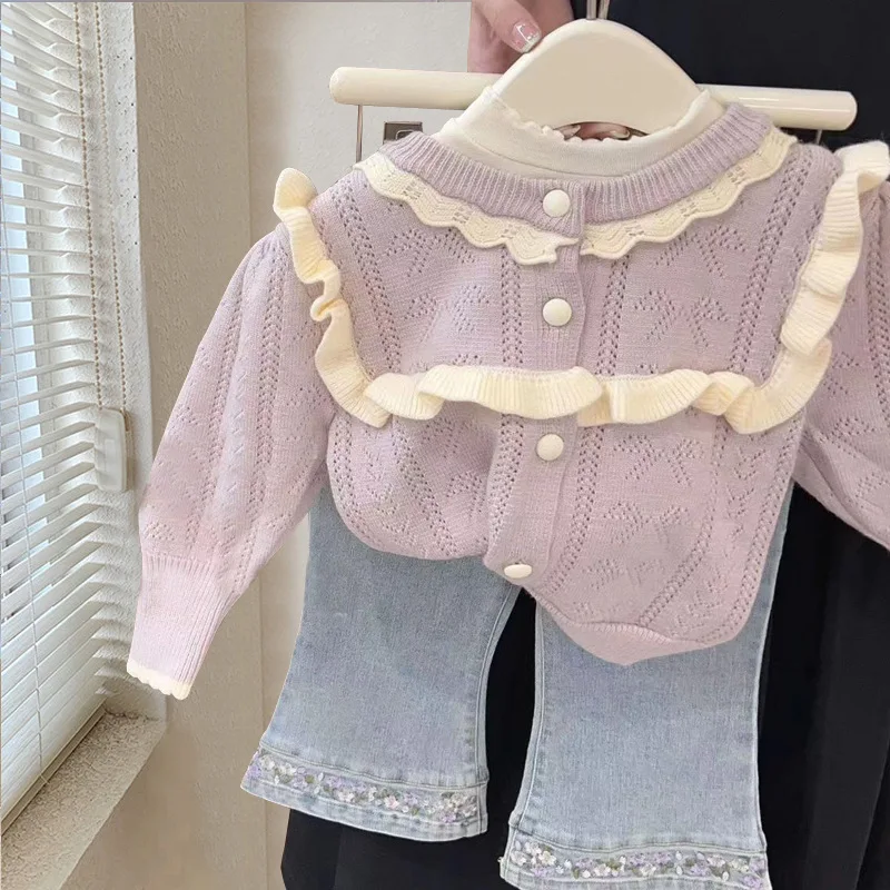 Girls' Autumn Set 2023 New Baby Girl Fashion Sweater Jacket Children's Bottoming Shirt Jeans Two-piece Set Casual
Girls' Autumn Set 2023 New Baby Girl Fashion Sweater Jacket Children's Bottoming Shirt Jeans Two-piece Set Casual