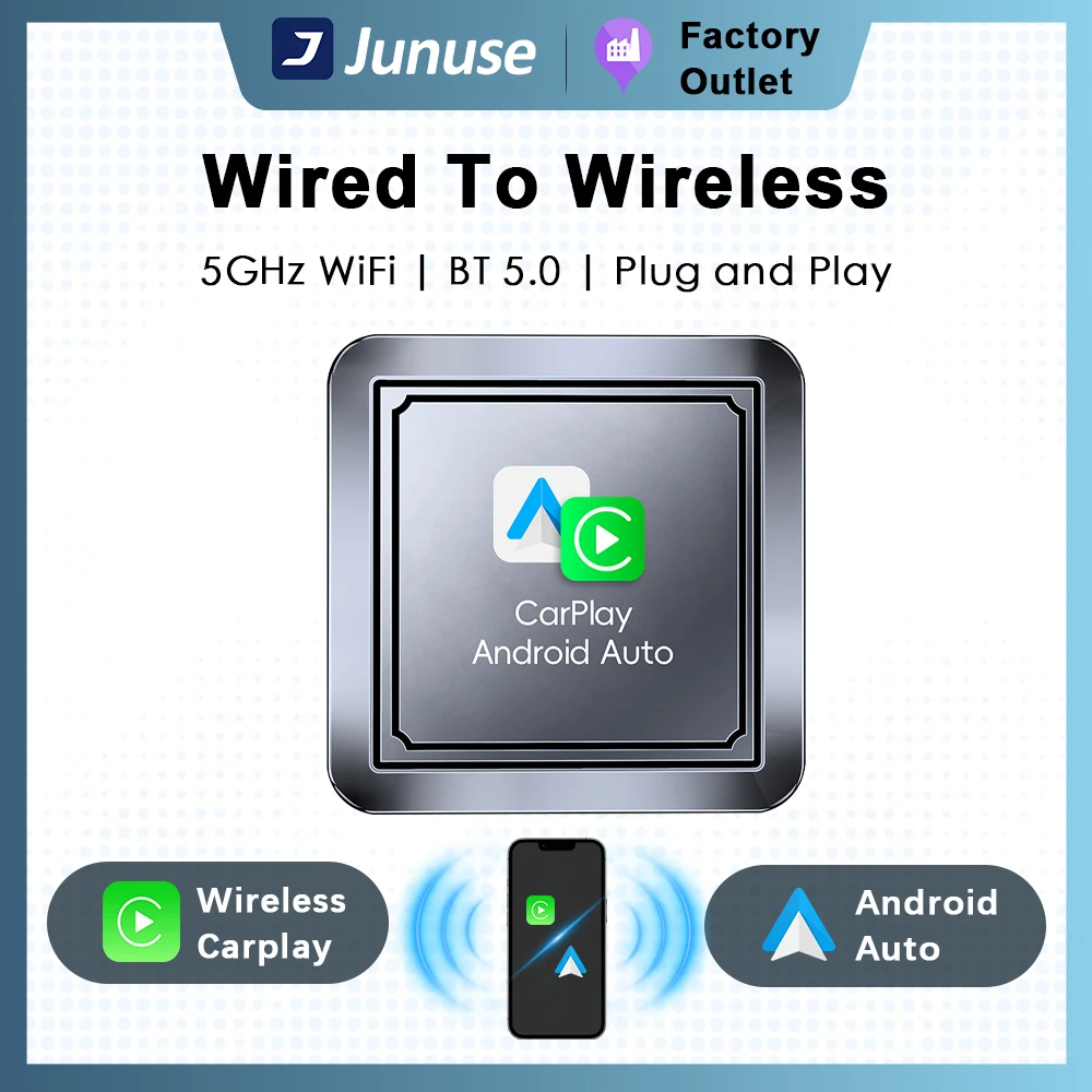 Junuse wireless Carplay Android Auto Wireless Adapter Mini for Mazda Tovota Mercedes Peugeot Valvo kia 2 in 1 Box plug and plav
Junuse wireless Carplay Android Auto Wireless Adapter Mini for Mazda Tovota Mercedes Peugeot Valvo kia 2 in 1 Box plug and plav