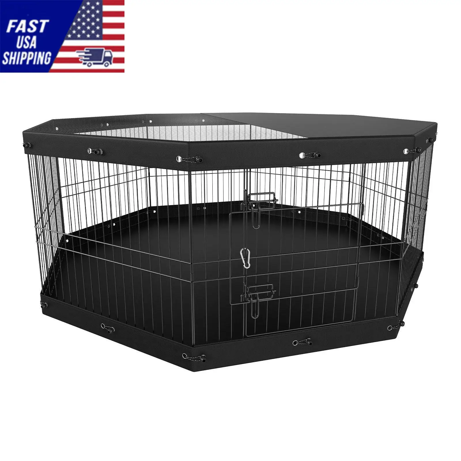 Dog Playpen, 8 Panels Foldable Metal Dog Exercise Pen with Top Cover and Bottom Pad, 24" H Pet Fence Puppy Crate Kennel, I
Dog Playpen, 8 Panels Foldable Metal Dog Exercise Pen with Top Cover and Bottom Pad, 24" H Pet Fence Puppy Crate Kennel, I
