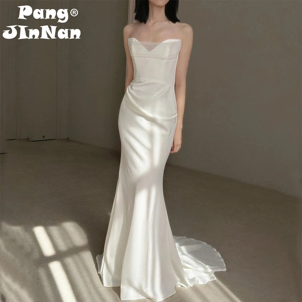 PJN Simple Wedding Dress Bride Strapless Satin Mermaid Snapshot Dresses Women Formal Graduation Gown Long Evening Party Dress
PJN Simple Wedding Dress Bride Strapless Satin Mermaid Snapshot Dresses Women Formal Graduation Gown Long Evening Party Dress