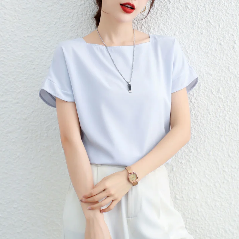 Temperament Loose Thin Tops Tees Summer New Solid Color Short Sleeve O-neck All-match T Shirts Fashion Office Women Clothing
Temperament Loose Thin Tops Tees Summer New Solid Color Short Sleeve O-neck All-match T Shirts Fashion Office Women Clothing