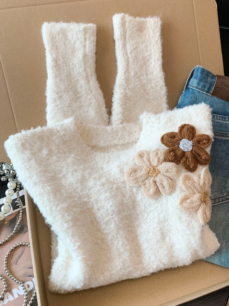 Chao Level Recommended 3D Flower Loose Knitted Sweater ort Candy Color Women's Spring Lazy Sle Comfortable Warmth Faion
Chao Level Recommended 3D Flower Loose Knitted Sweater ort Candy Color Women's Spring Lazy Sle Comfortable Warmth Faion