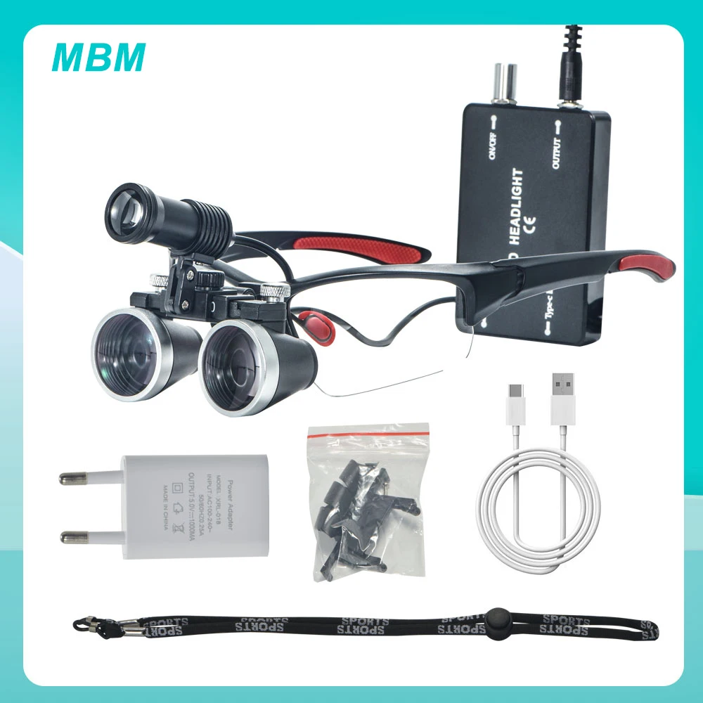 MBM Dental Loupes with LED Headlight Dentist Binocular Magnifying Glasses with Headlamp for Surgery
MBM Dental Loupes with LED Headlight Dentist Binocular Magnifying Glasses with Headlamp for Surgery