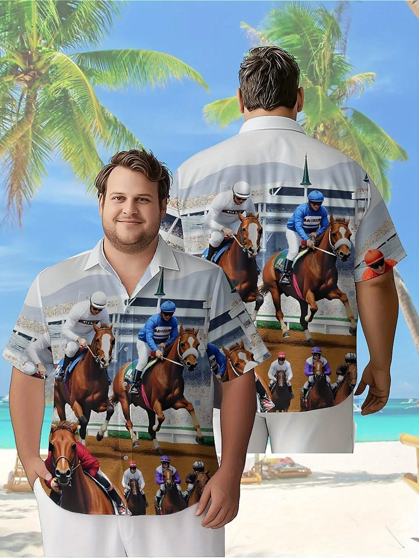 Men's Plus Size Hawaiian Shirts Classic Horse Racing Theme Pattern, Button Up Shirts, Unisex Casual Clothing, Summer Tops
Men's Plus Size Hawaiian Shirts Classic Horse Racing Theme Pattern, Button Up Shirts, Unisex Casual Clothing, Summer Tops
