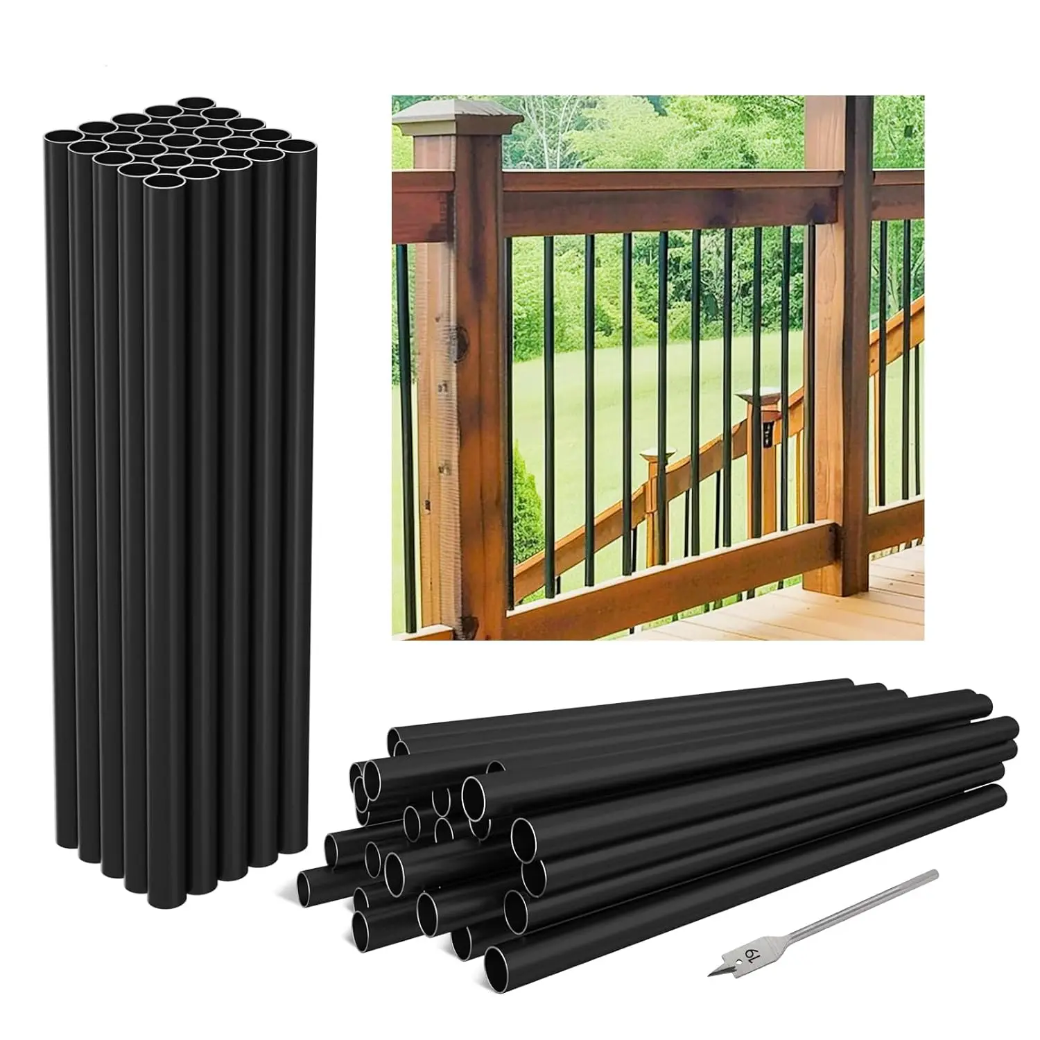 50-Pack 32" x3/4" Aluminum Deck Balusters Hollow Round Deck Railing Spindles Matte Coated Black for Wood and Composite
50-Pack 32" x3/4" Aluminum Deck Balusters Hollow Round Deck Railing Spindles Matte Coated Black for Wood and Composite