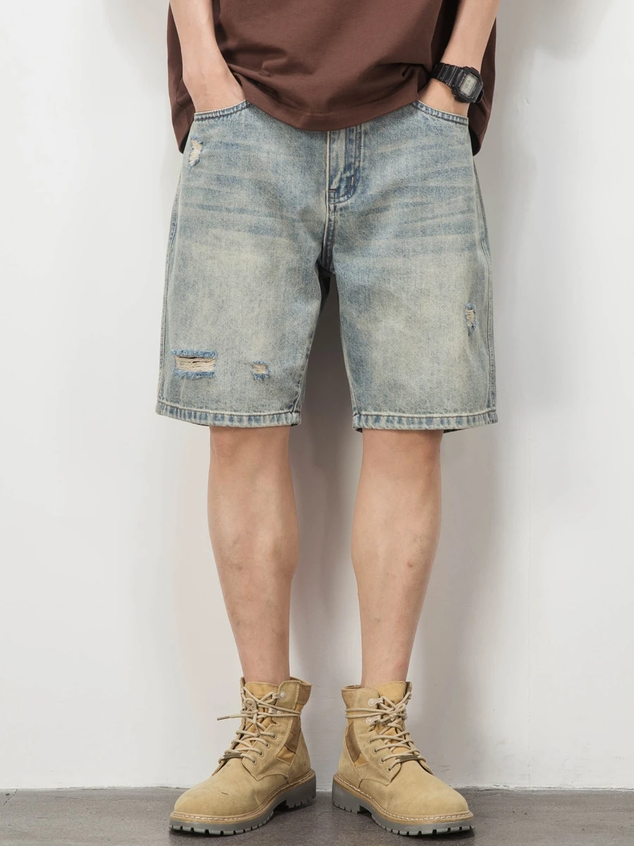Retro American Hole Denim Shorts Men Summer New Trend Loose Versatile Wash Casual Handsome Five-Point Pants Jeans
Retro American Hole Denim Shorts Men Summer New Trend Loose Versatile Wash Casual Handsome Five-Point Pants Jeans