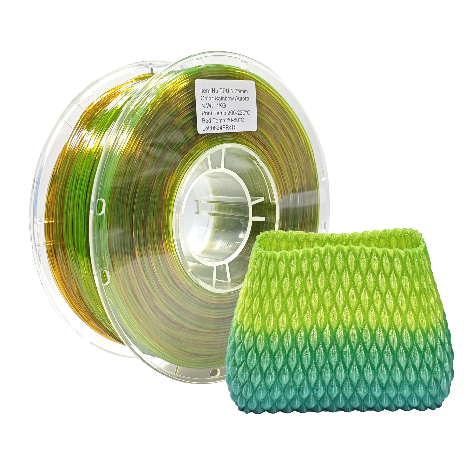 Flexible TPU 98A Filament Rainbow 1.75mm TPU 98A 3D Printer Filament 1KG Multicolor 3D Printing Material For Printers
Flexible TPU 98A Filament Rainbow 1.75mm TPU 98A 3D Printer Filament 1KG Multicolor 3D Printing Material For Printers